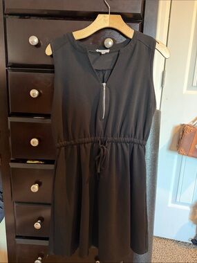 Maurice’s Sleeveless Black Drawstring Waist Dress with Front Zip